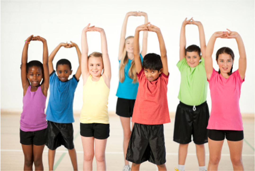kids stretching group colors
