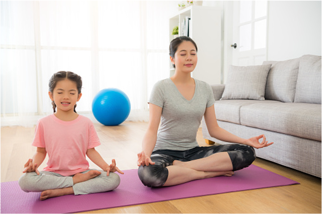 yoga at home with parent